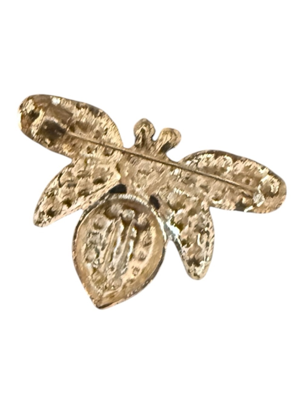 Vintage Gold Bee Pin with Red and Black Rhinestones - Picture 2 of 2